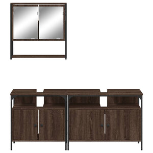 vidaXL 3 Piece Bathroom Furniture Set Brown Oak Engineered Wood