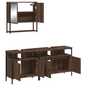 vidaXL 3 Piece Bathroom Furniture Set Brown Oak Engineered Wood