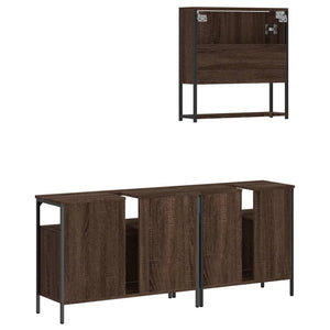 vidaXL 3 Piece Bathroom Furniture Set Brown Oak Engineered Wood