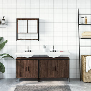 vidaXL 3 Piece Bathroom Furniture Set Brown Oak Engineered Wood