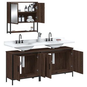 vidaXL 3 Piece Bathroom Furniture Set Brown Oak Engineered Wood