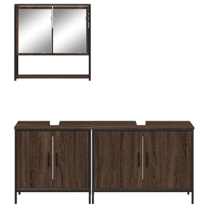 vidaXL 3 Piece Bathroom Furniture Set Brown Oak Engineered Wood