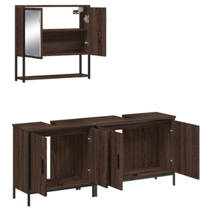 vidaXL 3 Piece Bathroom Furniture Set Brown Oak Engineered Wood