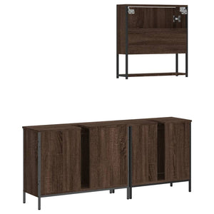 vidaXL 3 Piece Bathroom Furniture Set Brown Oak Engineered Wood