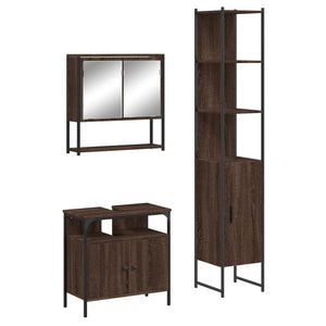 vidaXL 3 Piece Bathroom Furniture Set Brown Oak Engineered Wood