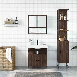 vidaXL 3 Piece Bathroom Furniture Set Brown Oak Engineered Wood