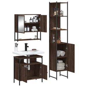 vidaXL 3 Piece Bathroom Furniture Set Brown Oak Engineered Wood