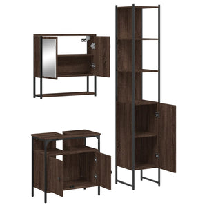 vidaXL 3 Piece Bathroom Furniture Set Brown Oak Engineered Wood