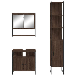 vidaXL 3 Piece Bathroom Furniture Set Brown Oak Engineered Wood