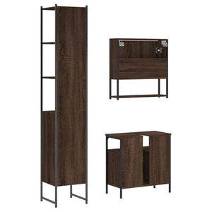 vidaXL 3 Piece Bathroom Furniture Set Brown Oak Engineered Wood