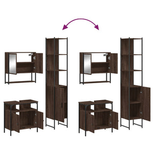 vidaXL 3 Piece Bathroom Furniture Set Brown Oak Engineered Wood