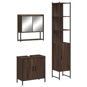 vidaXL 3 Piece Bathroom Furniture Set Brown Oak Engineered Wood