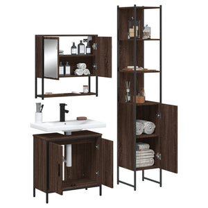 vidaXL 3 Piece Bathroom Furniture Set Brown Oak Engineered Wood