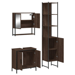 vidaXL 3 Piece Bathroom Furniture Set Brown Oak Engineered Wood