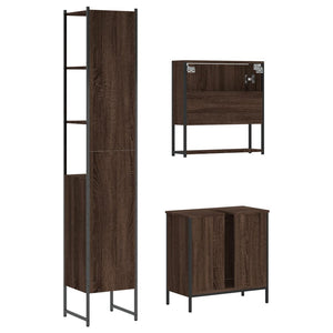 vidaXL 3 Piece Bathroom Furniture Set Brown Oak Engineered Wood