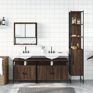 vidaXL 4 Piece Bathroom Furniture Set Brown Oak Engineered Wood