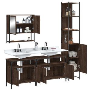 vidaXL 4 Piece Bathroom Furniture Set Brown Oak Engineered Wood