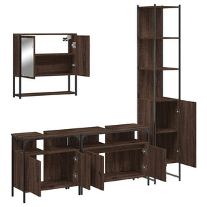 vidaXL 4 Piece Bathroom Furniture Set Brown Oak Engineered Wood