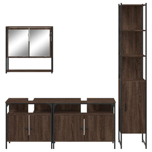 vidaXL 4 Piece Bathroom Furniture Set Brown Oak Engineered Wood