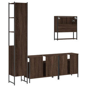 vidaXL 4 Piece Bathroom Furniture Set Brown Oak Engineered Wood