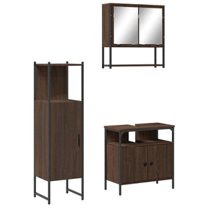 vidaXL 3 Piece Bathroom Furniture Set Brown Oak Engineered Wood