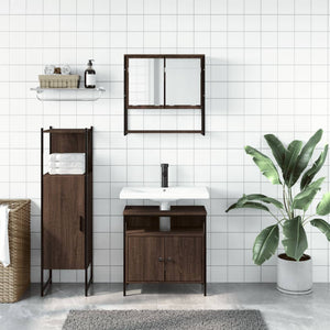 vidaXL 3 Piece Bathroom Furniture Set Brown Oak Engineered Wood