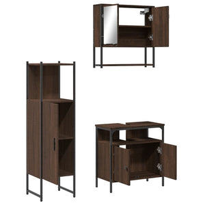 vidaXL 3 Piece Bathroom Furniture Set Brown Oak Engineered Wood