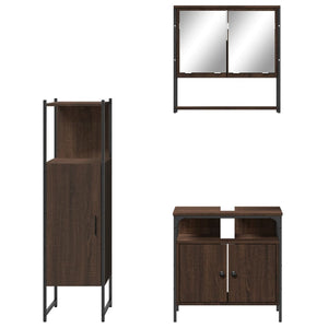 vidaXL 3 Piece Bathroom Furniture Set Brown Oak Engineered Wood