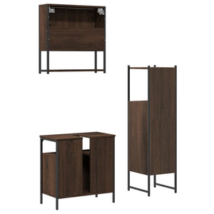 vidaXL 3 Piece Bathroom Furniture Set Brown Oak Engineered Wood