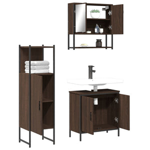 vidaXL 3 Piece Bathroom Furniture Set Brown Oak Engineered Wood