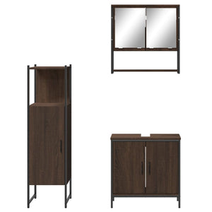 vidaXL 3 Piece Bathroom Furniture Set Brown Oak Engineered Wood