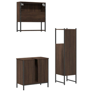 vidaXL 3 Piece Bathroom Furniture Set Brown Oak Engineered Wood