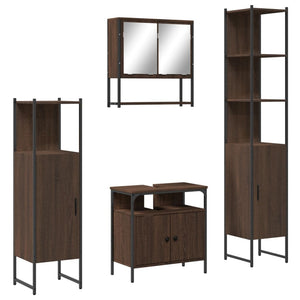 vidaXL 4 Piece Bathroom Furniture Set Brown Oak Engineered Wood