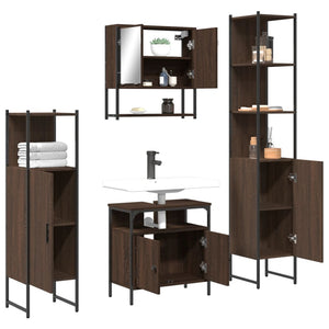 vidaXL 4 Piece Bathroom Furniture Set Brown Oak Engineered Wood