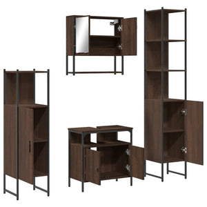 vidaXL 4 Piece Bathroom Furniture Set Brown Oak Engineered Wood