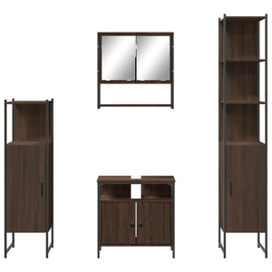 vidaXL 4 Piece Bathroom Furniture Set Brown Oak Engineered Wood