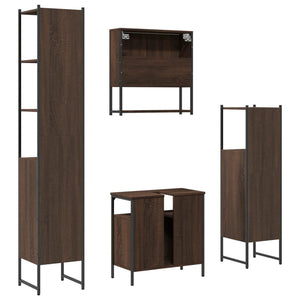 vidaXL 4 Piece Bathroom Furniture Set Brown Oak Engineered Wood