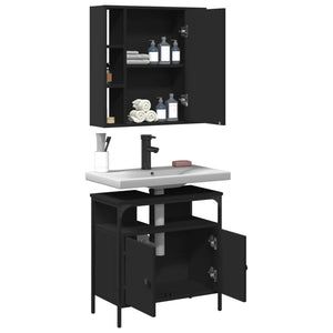 vidaXL 2 Piece Bathroom Furniture Set Black Engineered Wood