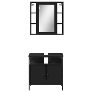 vidaXL 2 Piece Bathroom Furniture Set Black Engineered Wood