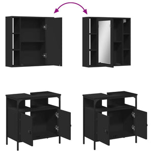 vidaXL 2 Piece Bathroom Furniture Set Black Engineered Wood