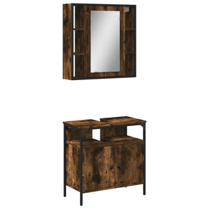 vidaXL 2 Piece Bathroom Furniture Set Smoked Oak Engineered Wood