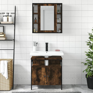 vidaXL 2 Piece Bathroom Furniture Set Smoked Oak Engineered Wood