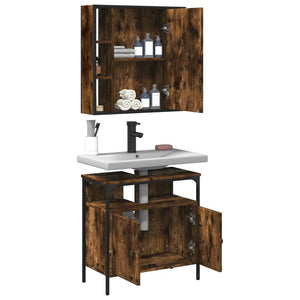 vidaXL 2 Piece Bathroom Furniture Set Smoked Oak Engineered Wood