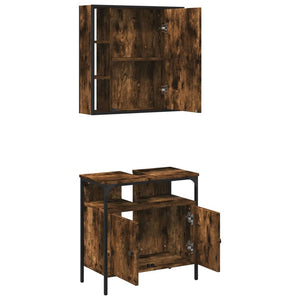 vidaXL 2 Piece Bathroom Furniture Set Smoked Oak Engineered Wood