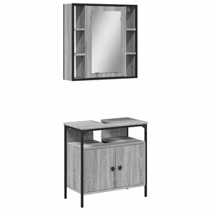 vidaXL 2 Piece Bathroom Furniture Set Grey Sonoma Engineered Wood