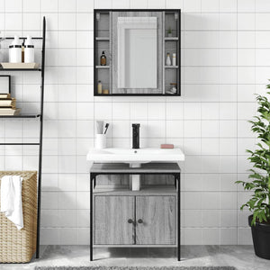 vidaXL 2 Piece Bathroom Furniture Set Grey Sonoma Engineered Wood