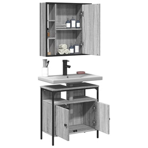 vidaXL 2 Piece Bathroom Furniture Set Grey Sonoma Engineered Wood