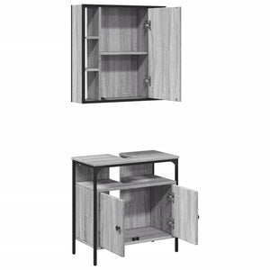 vidaXL 2 Piece Bathroom Furniture Set Grey Sonoma Engineered Wood