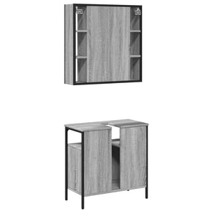 vidaXL 2 Piece Bathroom Furniture Set Grey Sonoma Engineered Wood