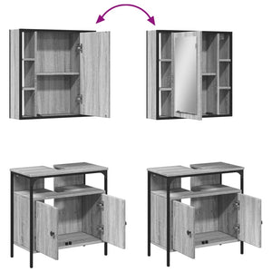 vidaXL 2 Piece Bathroom Furniture Set Grey Sonoma Engineered Wood